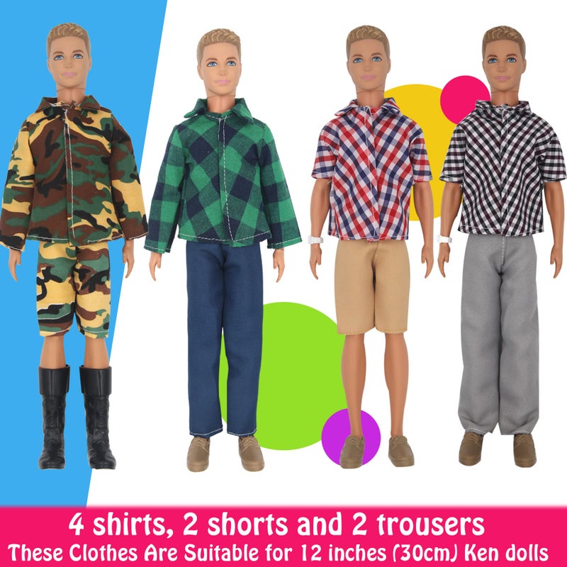 ZTWEDEN 32Pcs Doll Clothes and Accessories for 12 Inch Boy Dolls Include 20 Different Wear Clothes Shirt Jeans Beach Shorts 4 Pairs of Shoes  Glasses  Earphones for 12'' Boy Doll - Image 4